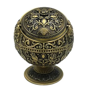 Vintage Winddichter Deko Aschenbecher mit Deckel - Metall Tischaschenbecher für In... - Bild 1 von 7