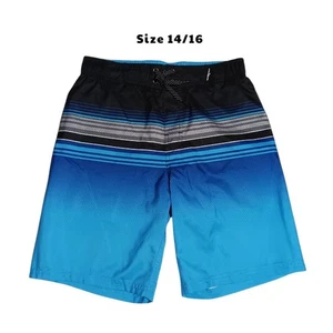 ZeroXposur Boys Black Grey Ocean Blue Surfer Shorts Swim Suit Trunks Size 14/16 - Picture 1 of 9