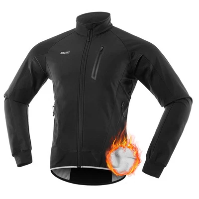 Men Cycle Jacket Waterproof Windproof Thermal Fleece Bike Jersey MTB Bicycle - Image 1 of 4