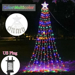 LED Star String Lights Outdoor Christmas Decor Plug in Waterfall Xmas Tree Light - Picture 1 of 21