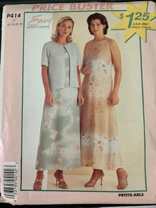 VINTAGE MCCALL'S EASY SEW AND SAVE DRESS PATTERN #P414 SIZE 16-22 - Picture 1 of 4