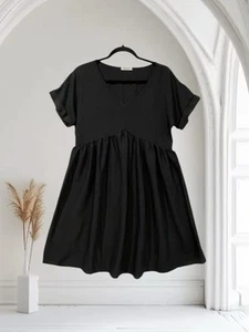 Vestido Babydoll Ekouaer Para Mujer Negro Talla Pequeña Ligero Otoño Boho Chic - Imagen 1 de 19