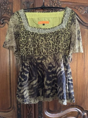 Cynthia Steffe  Animal Print Silk Blouse 10 - Image 1 of 4