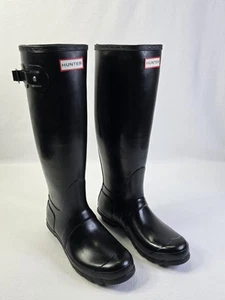 *NEW* Hunter Original Tall Rain Boots Gloss Black Women's Size US 8 - Picture 1 of 24