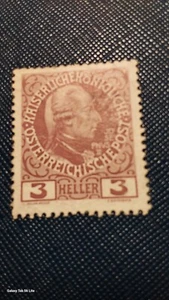 Briefmarke Österreich 3 Heller Kaiser Franz Joseph, rot, ungestempelt, - Bild 1 von 4