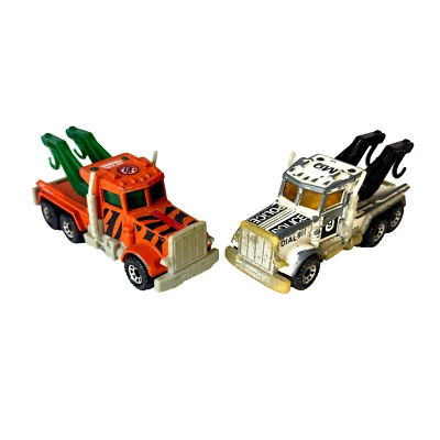 1981 Matchbox MBX Peterbilt I-80 Tow Truck Lot - TIGER STRIPE & POLICE M9 - Image 1 of 4