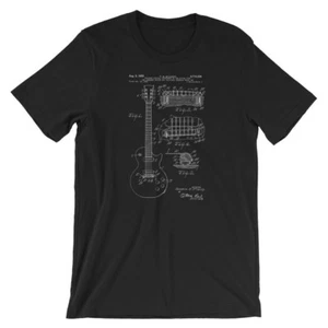 Electric Guitar Patent T-Shirt. Shirt 100% Cotton Premium Tee Black Gray or Red - Picture 1 of 9