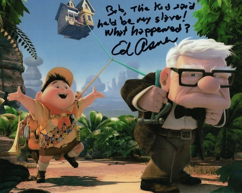 ED ASNER HAND SIGNED 8x10 PHOTO+COA    AMAZING POSE   CARL FROM UP    TO BOB Cover