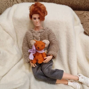 Teddy fox. Handmade toy fox. Plush fox red. OOAK stuffed animals. Barbie pet. - Picture 1 of 10