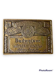 Brass BUDWEISER Belt Buckle Anheuser Busch Beer Metal Genuine Brew Boycott Vtg - Picture 1 of 2