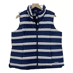 Lands' End gefütterte Weste Damen Large (12-14) Daunen durchgehender Reißverschluss Winter marineblau weiß warm - Bild 1 von 6