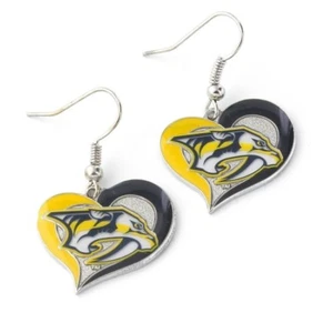 PENDIENTES COLGANTES NASHVILLE DEPREDATORS - LOGOTIPO DE CORAZÓN REMOLINO - TOTALMENTE NUEVOS NHL-ER-245-32 - Imagen 1 de 1