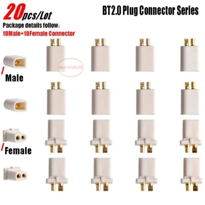 20 pcs BT2.0 Male/Female 1.0 Banana Connector Plug for 1S FPV Quad Drone Battery - Image 1 of 4