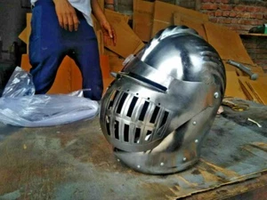 Best Medieval Helmet Full Face Battle Ready Steel Medieval LARP Helmet - Picture 1 of 4