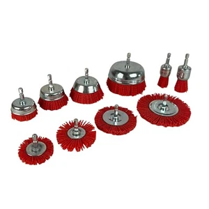 10PC Drill Wheel and Cup Brush Set Abrasive Filament Nylon Wire Bristle Drill - Picture 1 of 5