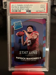 2017 PANINI DONRUSS PATRICK MAHOMES II RC SEASON STAT LINE /41 PSA 9