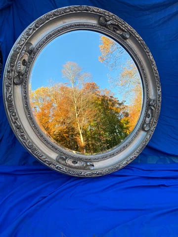 LARGE ROUND ORNATE FRAMED MIRROR 46"dia Cover