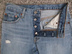 Levis 501 Jeans Mens 27x31* Blue Denim Buttonfly Straight Leg Western Retro - Picture 1 of 18