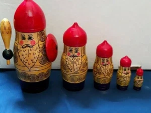 Vintage1970's RUSSIAN MATRYOSHKA 5 piece NESTING WARRIORS 1 1/2"- 7 1/2" New - Picture 1 of 8