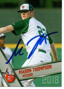 Mason Thompson 2018 Fort Wayne TinCaps Autographed Signed Card