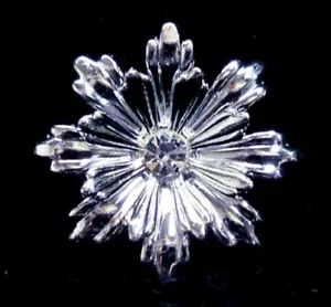 One Rhinestone Flower Crystal Metal Button Shank Sewing Crafts Silver Plated - Picture 1 of 5