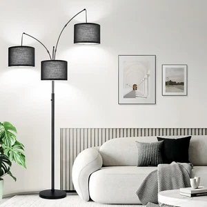 Dimmable Floor Lamp, 3 Lights Black Arc Floor Lamps for Living Room, Modern Tall - Picture 1 of 7