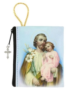 Sacchetto rosario San Giuseppe con zip piccola 3,25", nuovo #AB-029 - Foto 1 di 3