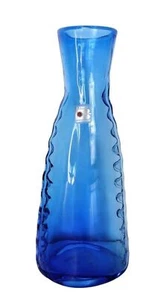 Blenko Aqua Blau Vintage Mundgeblasene Handarbeit Türkis Vase Hat Etikett - Bild 1 von 12