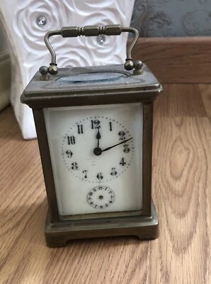 ancienne Pendule d'Officier De Voyage en bronze verres biseautés - Photo 1/4