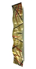 New Metal Wall Art Wave Wall Sculpture - Modern Gold Black Design by Jon Allen