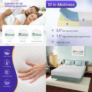 CALIFORNIA KING Gel Memory Foam ON SALE Bed Mattress Soft NO BACK PAIN Cal 10" - Picture 1 of 8
