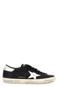 GOLDEN GOOSE Super-Star Men's Black/WhiteLeather Low Top Sneakers New - Picture 1 of 5