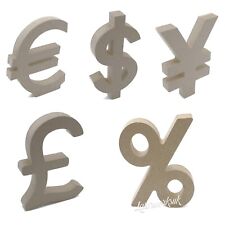 Freestanding Currency Symbols, Pound, US Dollar, Euro, Yen Wooden Money Sign