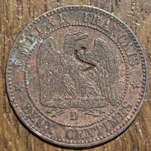 PIECE DE 2 CENTIMES NAPOLEON III 1854 D SURFRAPPE 2 A L’ENVERS (685) - Picture 1 of 2