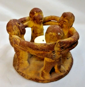 Circle of Friends Pottery - Terracotta Clay Aztec Mexico Art Sculpture - Picture 1 of 9