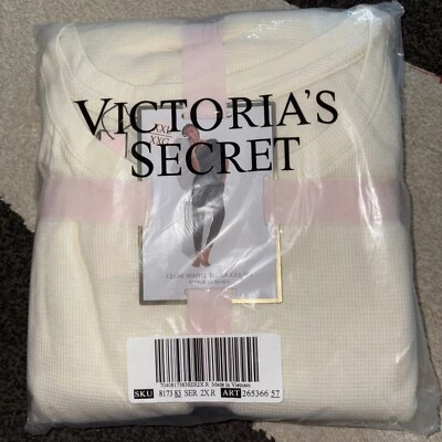 Victoria’s Secret Glow Waffle Camiseta Jogger Set Marfil Talla XXL Reg ¡Nuevo! Foto 1 de 3