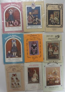 Vintage Lot of 9 Primitive Folk Art Pattern DOLLS KITTENS CATS RABBITS Country - Picture 1 of 14