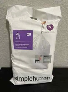 Simplehuman Code K Fodere Personalizzate 20 Sacchetti Spazzatura Bianco 35-45 Litri/9-12 Galloni - Foto 1 di 4