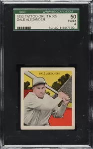 1933 Tattoo Orbit (R305) Dale Alexander, Boston Red Sox - SGC 4 - Picture 1 of 2