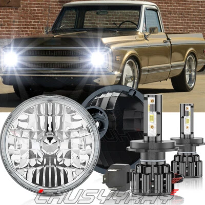 Faros LED redondos de 7" haz alto/bajo para camioneta Chevy C10 C20 LUV Camaro Nova Foto 1 de 4