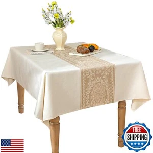 UWWGKK Linen Tablecloths for Square Tables, Waterproof Tablecloth Advanced Wa - Picture 1 of 5