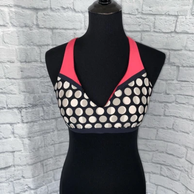 Top de bikini Jag lunares con cruz entrecruzada y tirantes de corbata rosa blanco negro M Foto 1 de 4