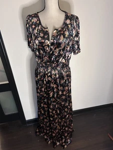 Natural Life Bella Velvet Floral Maxi Dress Size Large Beautiful - Picture 1 of 14