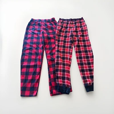 Lot of 2 Old Navy and Columbia Boys XL 14-16 Plaid Fleece Black Red Pajama Pants - Image 1 of 4
