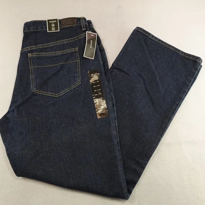 Pantalones de mezclilla Alfani para hombre 38x32 Act 36x32 azul pierna recta índigo enjuague algodón Foto 1 de 4