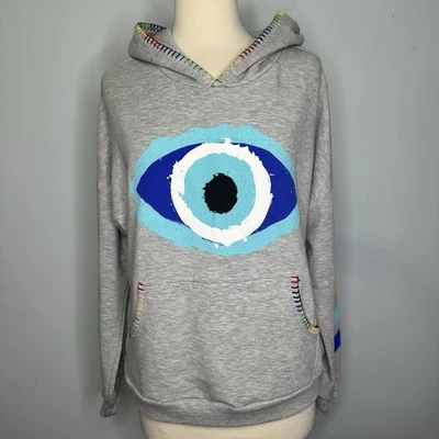 Sudadera con Capucha Lauren Moshi Raya Pintada Mal de Ojo Gris Jaspeado Talla L Foto 1 de 4