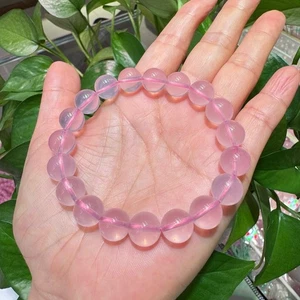 10.5mm Natural Starlight Pink Rose Crystal Beads Bracelet - Picture 1 of 4