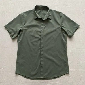 Lululemon Airing Easy Short Sleeve Button Up Shirt Olive Green Men's Large - Picture 1 of 8