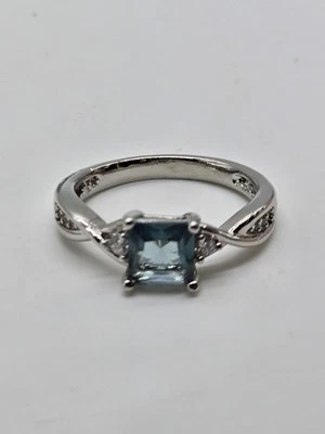 Gorgeous Blue Topaz  Stamped 925 Ring, SIZE  7 - Image 1 of 4