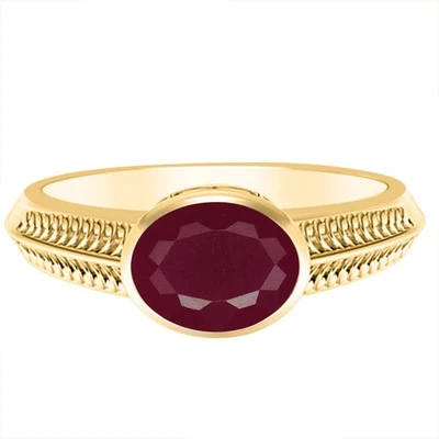 2.00Ct Oval Shape 100% Natural Burmese Red Ruby Women's Ring In 14KT Yellow Gold - Image 1 of 4